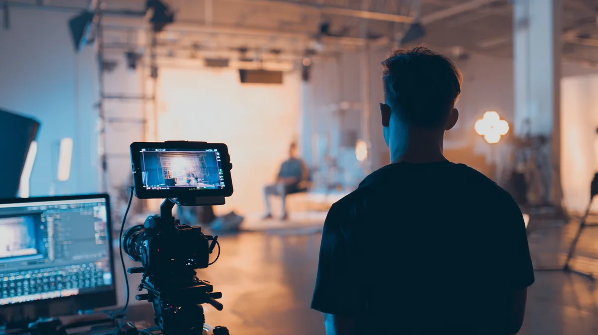 Behind the Scenes - Professionelle Videoproduktion mit Kamera und Team